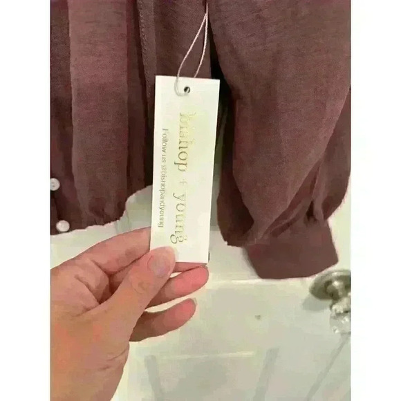 Bishop and Young Boho Canyon Cropped Peasant Blouse‎ size S NWT - Picture 3 of 5